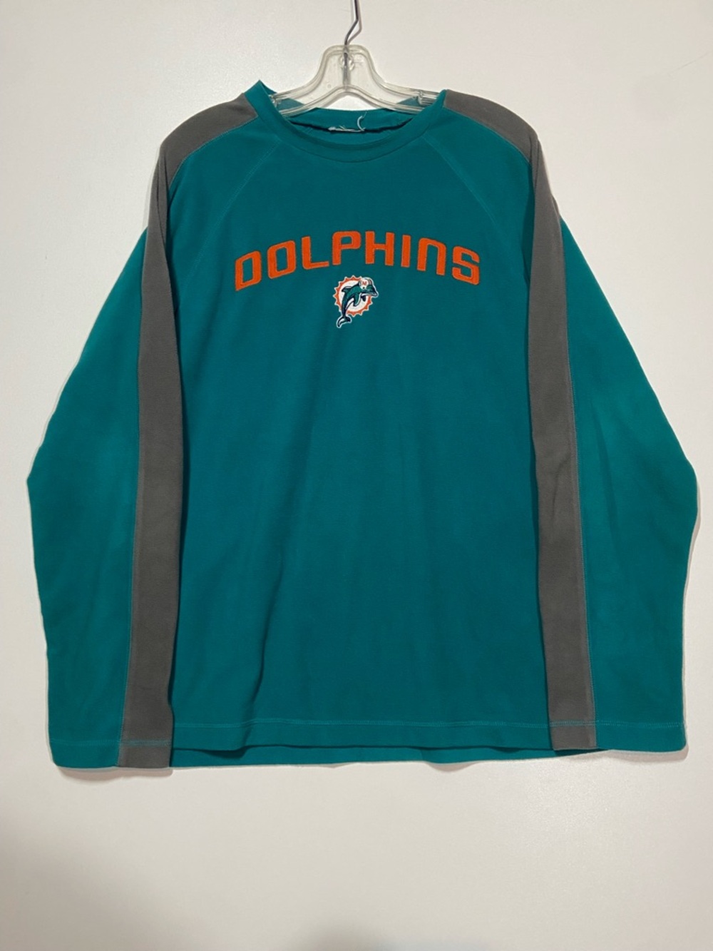 Y2K Miami Dolphins Teal Crewneck Sweatshirt with Gray Panels